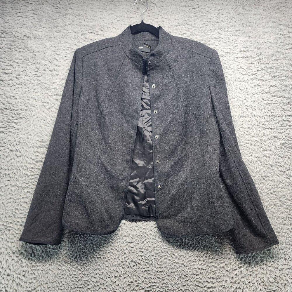 Grace Suits Womens Size 10 Gray Button-Up Blazer Jacket Rayon/Wool Blend